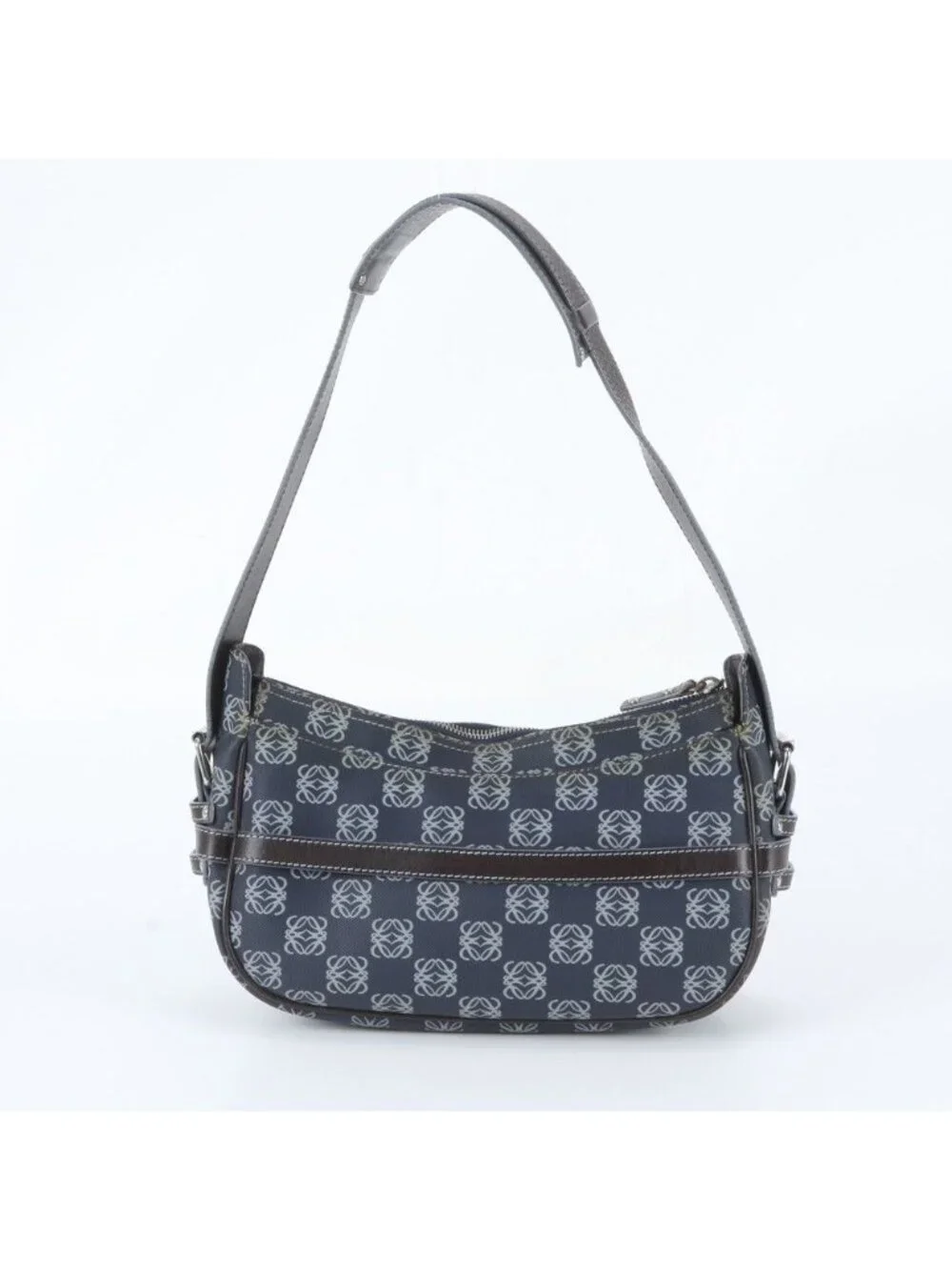 Loewe Anagram Leather Shoulder Bag Tote Hand Navy